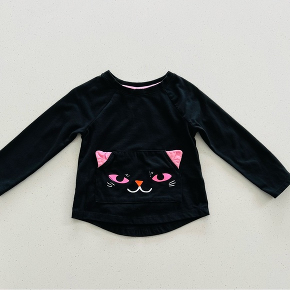 Cat & Jack Toddler Girl Long Sleeves Halloween Black Cat Tee - Picture 2 of 7